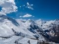 Grossglockner - Viewing platform on Grossglockner high alpine road with panoramic view of snow covered mountain peaks Royalty Free Stock Photo