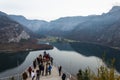 Viewing Platform in Hallstatt with a spectacular view of Lake Hallstatter See, Austria, Europe.