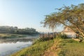 Viewing platform, lapa and lake at the Lakeview Lodge, Nelspruit