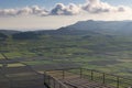 The viewing platform of Miradouro da Serra do Cume on Terceira island at a beautiful sunset, Azores Royalty Free Stock Photo