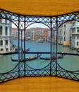 Viewing platform overlooking the canal grande venice river gondolas Royalty Free Stock Photo