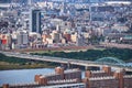 The viewof Umeda district and the Yodo River at the Kita downtown. Osaka. Japan Royalty Free Stock Photo