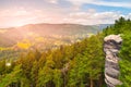 Viewpoint aboce Jizera valley in sandstone landscape of Bohemian Paradise, Besedice Rocks, Czech Republic