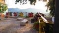 Viewpoint in Andalusian village with colorul pallets