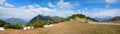 Viewpoint with bench at wank mountain, panorama landscape bavaria