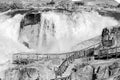 Viewpoint and boardwalk at main Augrabies fall. Monochrome Royalty Free Stock Photo