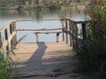 Viewpoint with bench at lake ivars and vila sana, lerida, spain, europe