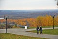 A young couple walk in Vladimir town, Russia. Autumn nature. Royalty Free Stock Photo