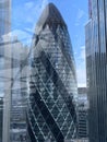 The Gerkin building seen from 120 Fenchurch Street a popular attraction in London in 2023 Royalty Free Stock Photo