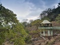 Viewpoint. Forest seen from viewpoint with cloudy sky, distant mountains in the background and forest in the foreground. Karnataka Royalty Free Stock Photo