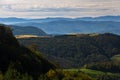 Viewpoint on a landscape of mount Bobija, hills, meadows and colorful forests Royalty Free Stock Photo