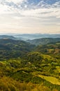 Viewpoint on a landscape of mount Bobija, peaks, hills, meadows and green forests Royalty Free Stock Photo