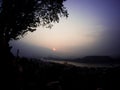 Viewpoint landscape in sunset at Phusi hill, Luang Prabang, Laos Royalty Free Stock Photo