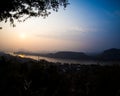 Viewpoint landscape in sunset at Phusi hill, Luang Prabang, Laos Royalty Free Stock Photo