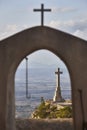 Viewpoint in Mallorca. Cruz del Picot. San Salvador santuari. Landmark