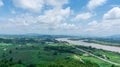 Viewpoint Mekong River and blue sky background. Agriculture and economic development in the Mekong, Chiang Rai Province, Thailand Royalty Free Stock Photo