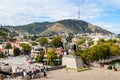 viewpoint on Metekhi in Tbilisi city in autumn Royalty Free Stock Photo