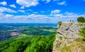 Viewpoint on mountain breitenstein with a great view to Landscape of Swabian Alb, Ochsenwang, Stuttgart, Germany Royalty Free Stock Photo