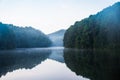 Viewpoint mountain reflection on reservoir , Pang Oung, Mae Hong