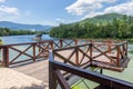 Viewpoint overlooking the Drina river house near the town of Bajina Basta in western Serbia Royalty Free Stock Photo