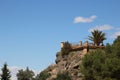 Viewpoint of the Sanctuary of Our Lady of the Holy Fountain against the sunny blue sky