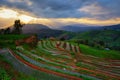 Viewpoint,Sunset,Terraced rice field in Pa Pong Pieng,Mae Chaem,Chiang Mai,Thailand Royalty Free Stock Photo