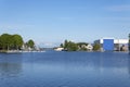 Viewpoint to Kaag island over the water landscape of the Kagerplassen in Warmond. Royalty Free Stock Photo