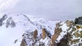 Viewpoint at the topof snow glacier slope, la mer de glace. Mont Blanc massif mountains, Chamonix, France, Alps