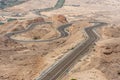 Viewpoint of twisted highway on Jebal Hafeet aka Jebel Hafit in Al Ain, UAE Royalty Free Stock Photo