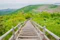 Viewpoint on Usu mountain in the Shikotsu-Toya National Park at Hokkaido, Japan in cloudy day.