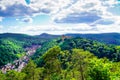 Viewpoint with a view of the Haardtrand and the Limburg monastery ruins.