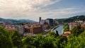 Views of the Abandoibarra promenade next to the river in Bilbao