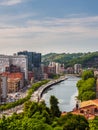 Views of the Abandoibarra promenade next to the river in Bilbao