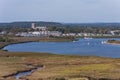 Views across the Harbour to Christchurch Priory in Dorset