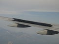 Views from the airplane.Spoilers.Mechanization of the wing of the aircraft.