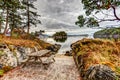 A quiet cove at sunrise in the Gulf Islands off the shores of Vancouver Island Royalty Free Stock Photo