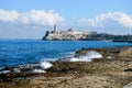 Views along the Malecon towards The Morro Castle. Havana, Cuba