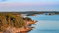 Views of the Baltic scher from the upper deck of the ferry, at sunset, warm August evening Royalty Free Stock Photo