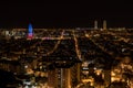 Views of Barcelona, Spain, at night.