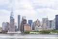 Views of Battery Park and the skyscrapers of Lower Manhattan in New York, United States