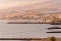Views Of The Bay As Background The Marina In Playa De Las Americas. April 11, 2019. Santa Cruz De Tenerife Spain Africa. Travel Royalty Free Stock Photo