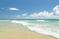 Views of the beautiful beach of morro jable, turquoise and transparent water, sunny day. Fuerteventura, Canary Islands, Spain Royalty Free Stock Photo