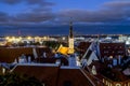 Views of the beautiful evening panorama of old Tallinn in light Royalty Free Stock Photo