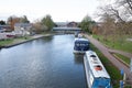 Views of boats on the River Kennet in Newbury, Berkshire, United Kingdom