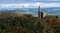 Views from Bodmin Moor near the old mining structures and new wind turbines of Cornwall