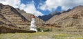 Views of a buddhist stupa and desert mountains on the way to Hemis monastery in Ladakh, India Royalty Free Stock Photo