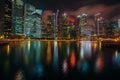 Views of business district Marina Bay at night, Singapore. Travel. Royalty Free Stock Photo