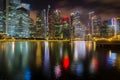 Views of business district Marina Bay at night, Singapore. Travel. Royalty Free Stock Photo