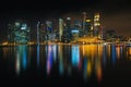 Views of business district Marina Bay, Singapore. Royalty Free Stock Photo