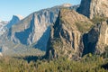 Views of the Cathedral rocks from Tunnel View point in Yosemite National Park, California, USA Royalty Free Stock Photo